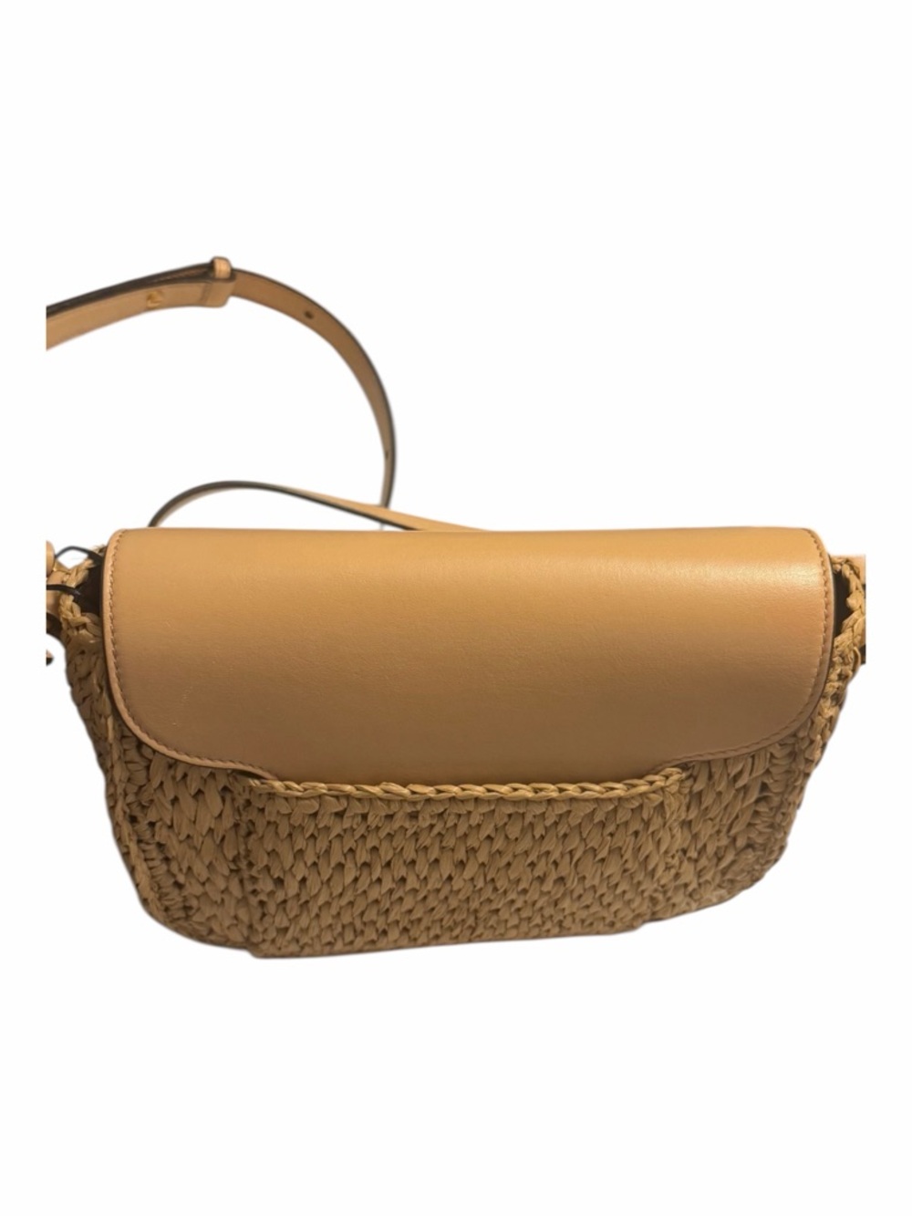 Oscar de la Renta Oath Raffia Crochet Crossbody Bag Gold Hardware NWT - Picture 11 of 12